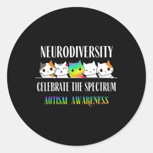 Adesivo Redondo Autismo Abraça a Neurodiversidade Celebra Especifi