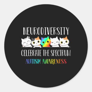 Adesivo Redondo Autismo Abraça A Neurodiversidade Celebra O Espect