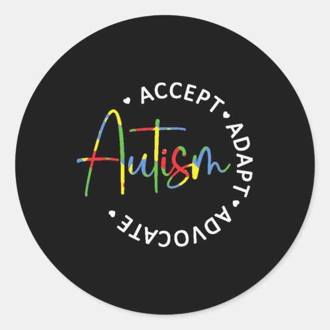 Adesivo Redondo Autismo Accept Adaptar Advocate Leve Longa (Frente)
