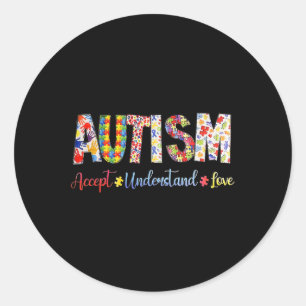Adesivo Redondo Autismo Aceita Compreender Homens Autistas Amor Mu