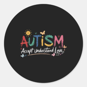 Adesivo Redondo Autismo Aceite Compreender Atenção Ao Amor