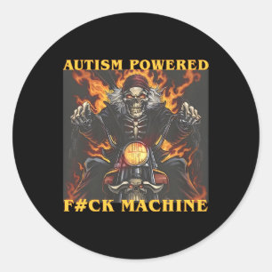 Adesivo Redondo Autismo Alimentado F#ck Machine Memória esquelétic