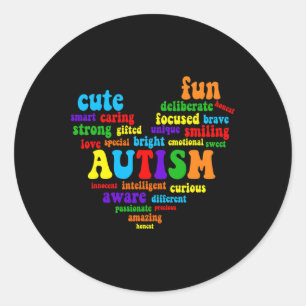 Adesivo Redondo Autismo Autismo Cardíaco Sensibilização Orgulhosa 