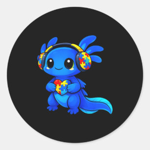 Adesivo Redondo Autismo axolotl quebra-cabeça coração fofo neurodi