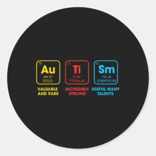 Adesivo Redondo Autismo Conhecimento Químico Elementos de Química