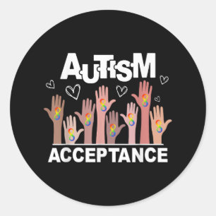 Adesivo Redondo Autismo Consciência Aceitação Veste Vermelho em Ve