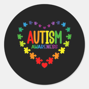 Adesivo Redondo Autismo Consciência Amor Quebra-cabeça de Coração