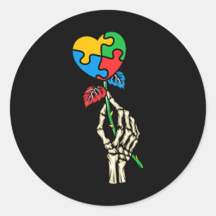 Adesivo Redondo Autismo Consciência do crânio Rosa Autismo Quebra-
