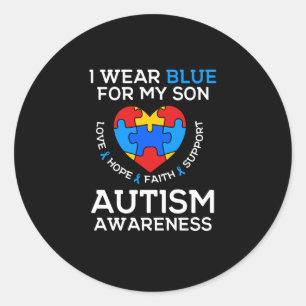 Adesivo Redondo Autismo Consciência Eu Visto Azul Para Meu Filho