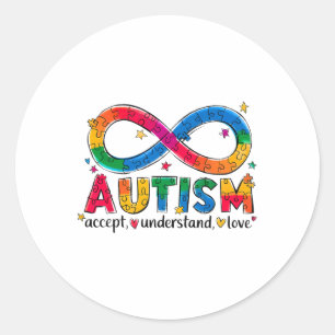 Adesivo Redondo Autismo Conscientista Accept Compreende Amor Com A