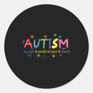 Adesivo Redondo Autismo Conscientista Accept Compreende Amor Com A