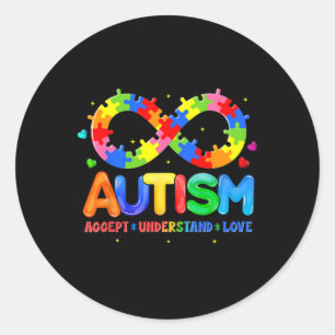 Adesivo Redondo Autismo Conscientista Accept Compreende Amor Com A