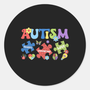 Adesivo Redondo Autismo Coquette Arco Quebra-cabeça aceitam entend