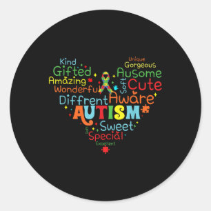 Adesivo Redondo Autismo De Amor Coração Fita Suporte Saúde Mental