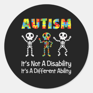 Adesivo Redondo Autismo Diferente habilidade Caveira Neurodiver Es