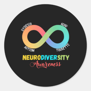 Adesivo Redondo Autismo Dislexia Tourette Sensibilização para a Ne
