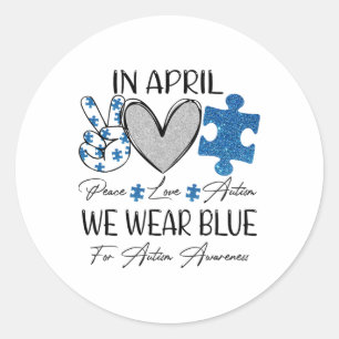 Adesivo Redondo Autismo Do Amor Pela Paz Em Abril Vestimos Azul Pa