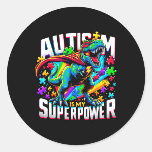 Adesivo Redondo Autismo é meu super poder Autismo Sensibilização T