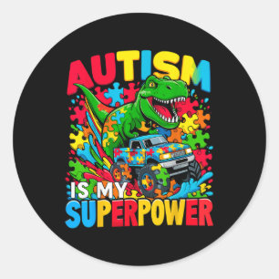 Adesivo Redondo Autismo É Meu Superpoderoso Caminhão Monstro De Me