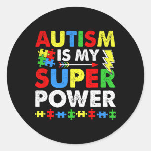 Adesivo Redondo Autismo É Minha Consciência Do Autismo De Super Po