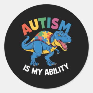 Adesivo Redondo Autismo É Minha Habilidade Dinossauro Inclusão Art