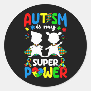 Adesivo Redondo Autismo É O Meu Superpoder Autista Autista Que Sup