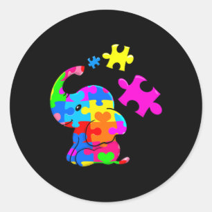Adesivo Redondo Autismo elefante-cômico agiliza a consciência