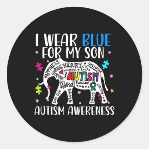 Adesivo Redondo Autismo Elefante Eu Visto Blues Para Meu Filho Aut