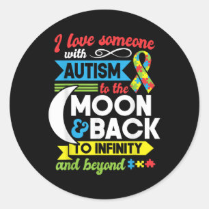 Adesivo Redondo Autismo Mãe Irmã Avó Eu Amo Alguém Com Auti