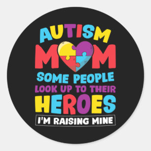 Adesivo Redondo Autismo Mãe Pessoas Olham Para Os Heroínas, Elevan