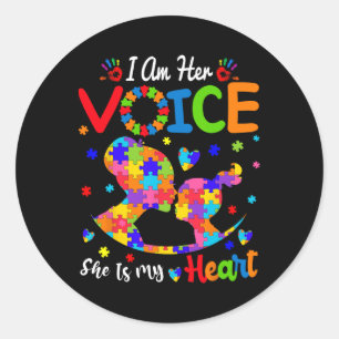 Adesivo Redondo Autismo Mãe, sou a voz dela. Ela é minha filha do 