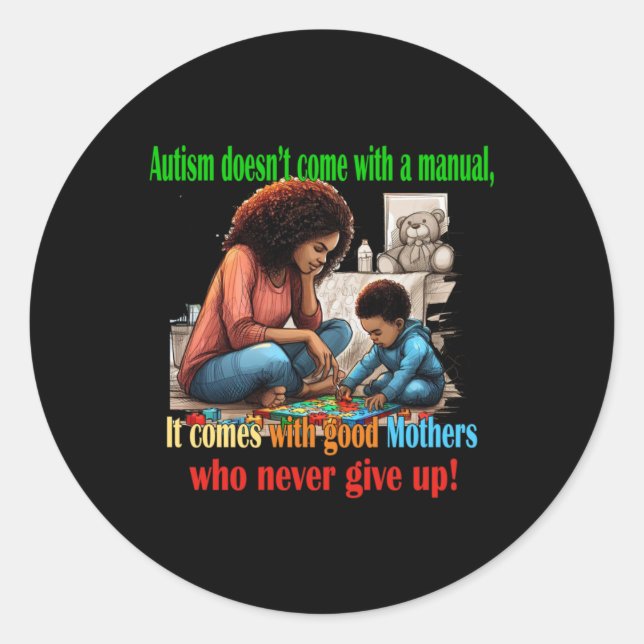 Adesivo Redondo Autismo Mãe Sticker (Frente)