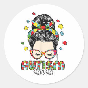 Adesivo Redondo Autismo Mãe Vida Mensageira Bun Pulmões Byndana Mã