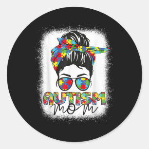Adesivo Redondo Autismo Mãe Vida Mensagem Bun Branqueou Dia de as