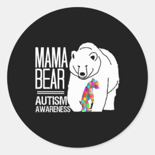 Adesivo Redondo Autismo Mama Ursa Consciência do Autismo