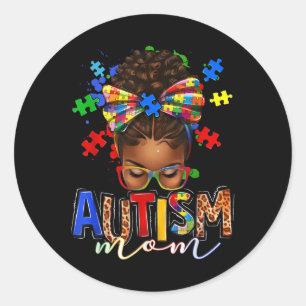 Adesivo Redondo Autismo Mamãe Mensageira Mulheres Negras Autismo C