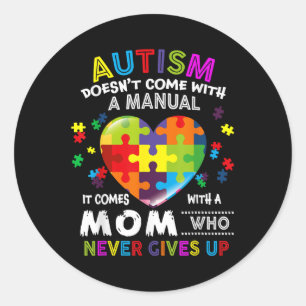 Adesivo Redondo Autismo Mamãe Não Vem Com Um Autismo Manual Mulher