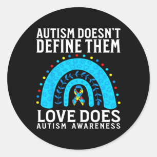 Adesivo Redondo Autismo não define o amor faz autismo