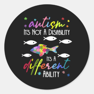 Adesivo Redondo Autismo Não é uma Deficiência, é uma Habilidade Di