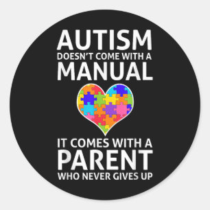 Adesivo Redondo Autismo Não Vem Com Um Autismo Manual Pai Mãe