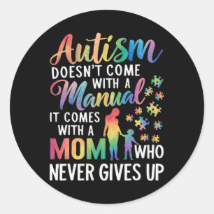 Adesivo Redondo Autismo não vem com um manual mamãe ama Awarene