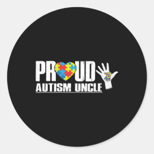 Adesivo Redondo Autismo Orgulhoso Tio Pai Autismo Cardíaco Sensibi