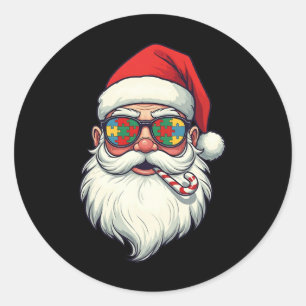 Adesivo Redondo Autismo Papai Noel Candi Homens de Natal