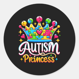 Adesivo Redondo Autismo Princesa Autismo Rainha de Consciência