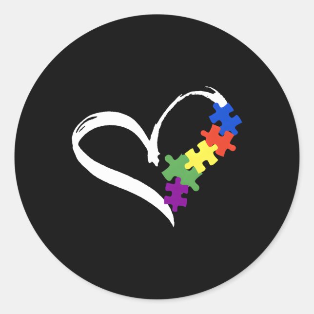 Adesivo Redondo Autismo Quebra-cabeça Ame Autismo Consciência Para (Frente)