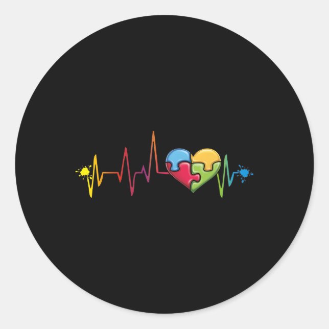 Adesivo Redondo Autismo Quebra-cabeça Piece Hebeat Jigsera Ele Con (Frente)