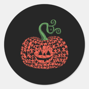 Adesivo Redondo Autismo Quebra-cabeça Pumpkin Halloween Autism Men