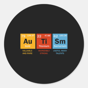 Adesivo Redondo Autismo Química Elementos de Mesa Periódicos Autis