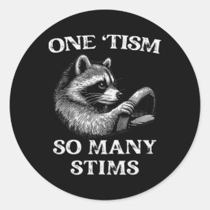 Adesivo Redondo Autismo Racoon One tism Tantos Estimulos Autistas