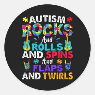 Adesivo Redondo Autismo Rocks E Rolls Engraçado Autismo Sensibiliz
